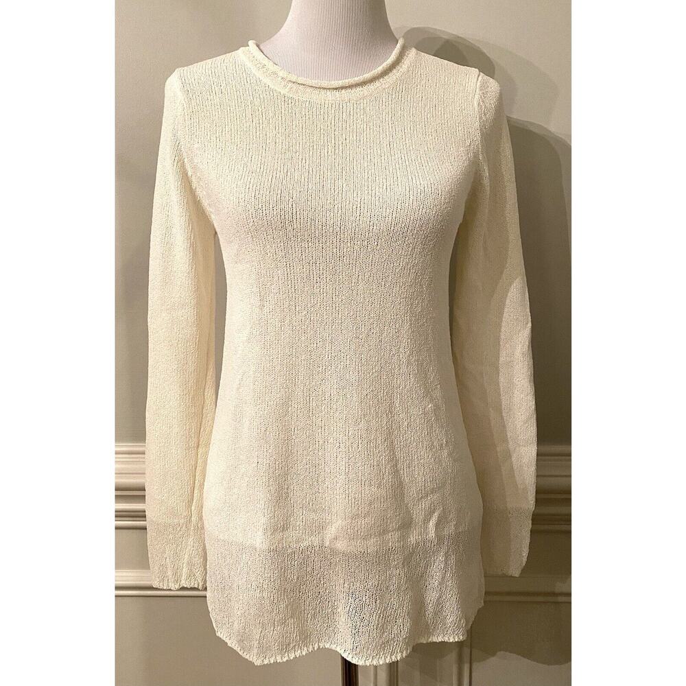 BALLINGER GOLD Women’s Tunic Top Sweater Ivory Lightweight Knit Sz Small